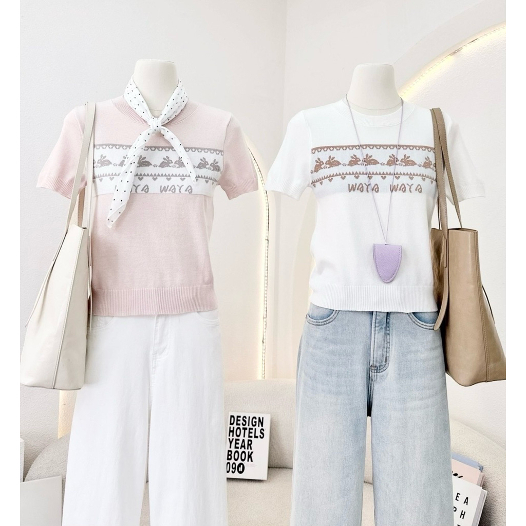 WA YA เสื้อยืดไหมพรม