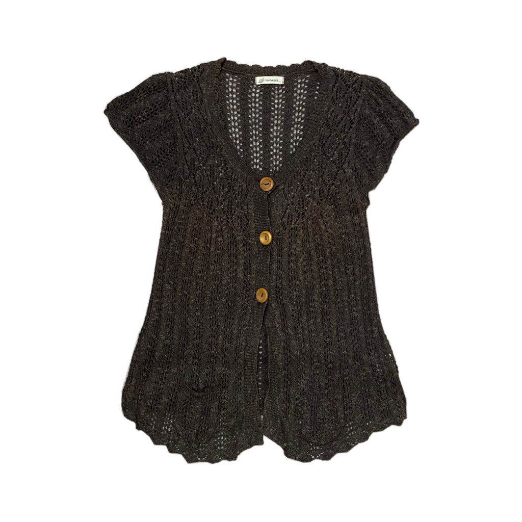 เสื้อคลุมถักสีน้ำตาลแนวmori kei🧶