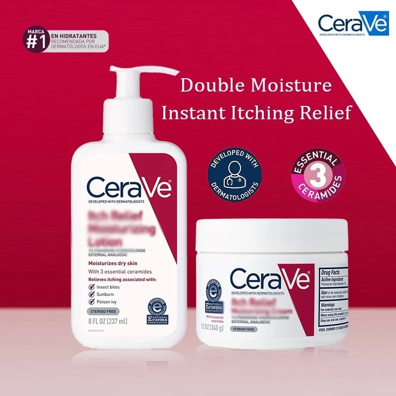 CeraVe Itch Relief Moisturizing Lotion & Itch Relief Moisturizing Cream Moisturizes Dry Skin