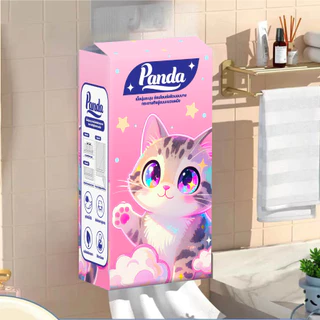 ( 15หิ้ว ) ทิชชู่เช็ดหน้า Panda แบบดึงแขวนได้ แผ่นใหญ่ หนานุ่ม เกรดGB/T20808 ไม่เป็นขุย ตะขอแขวน2ตัว