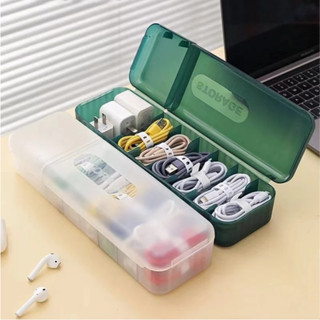 กล่องเก็บสายชาร์จ กล่องเก็บของ 7 ช่อง ยเคเบิลการจัดการฮับกล่…