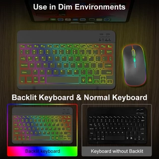 GOOJODOQ คีย์บอร์ดไร้สาย มีไฟแบ็คไลท์ Keyboard Bluetooth ชาร์จไฟได้และพกพาสะดวก คีย์บอร์ด