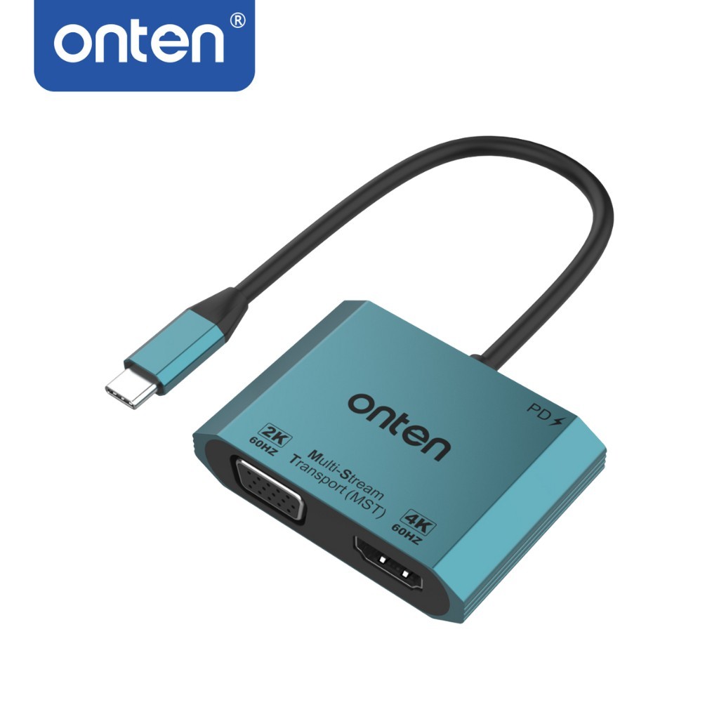 ONTEN OTN-M205 2-in-1 Type-C to HDMI+VGA+PD3.0 Adapter, 4K@60hz , VGA2K@60Hz, PD3.0