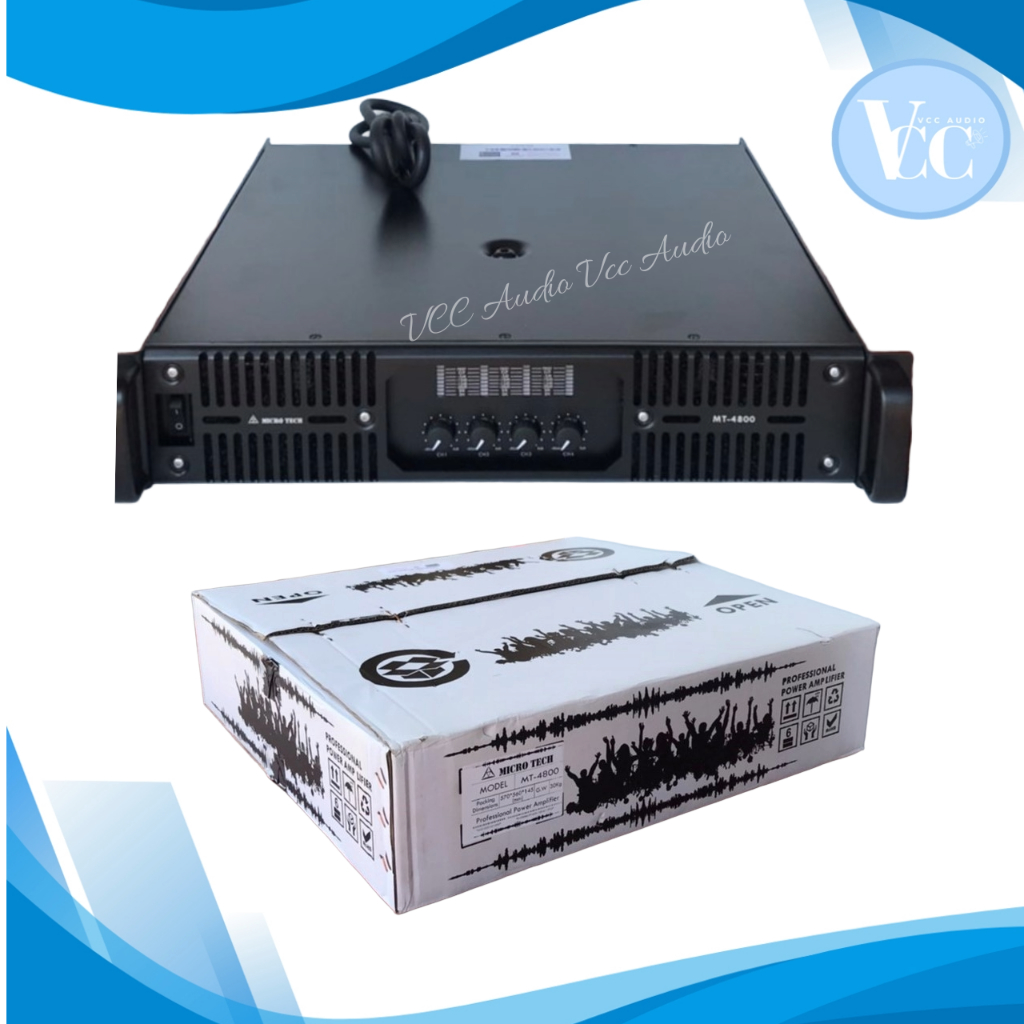 MICROTECH MT-4800พาวเวอร์แอมป์ ต่อลำโพง 8ใบ ต่อซับเบส 4ใบ หรือขับเสียงกลาง 15 นิ้วได้ 8ใบ