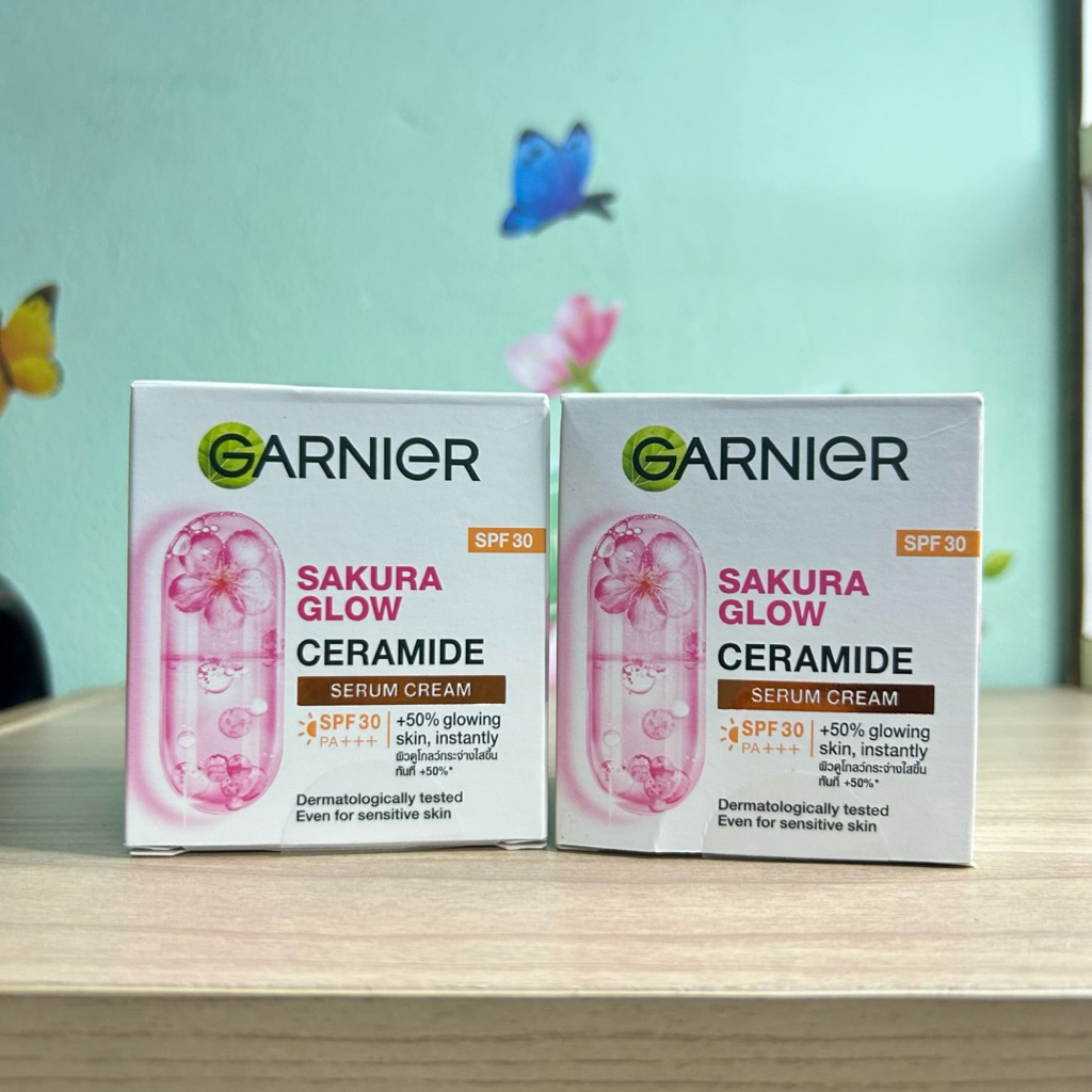 Garnier sakura glow ceramide serum cream SPF30 PA+++ การ์นิเย่ ซากุระ โกลว์ เซราไมด์ เซรั่ม ครีมเพื่อผิวกระจ่างใส 50 มล.