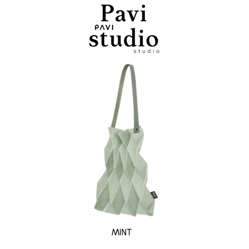Pavi StudioTrend - W Pleat Mint กระเป๋าผ้าอัดพลีทลาย W สี Shoulder Bag กระเป๋าสะพายไหล่ กระเป๋าถือ