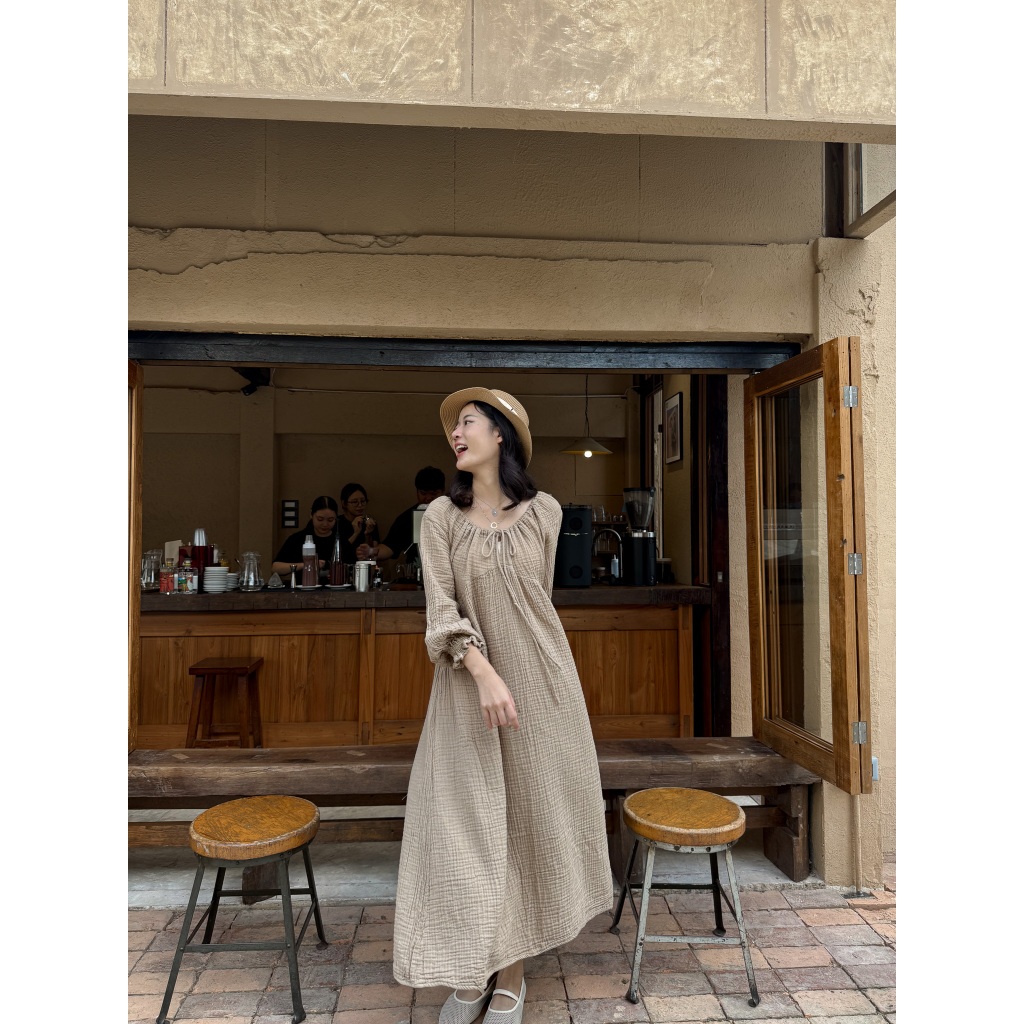 Solene โซเลน เดรสยาวผูกโบว์คอวี