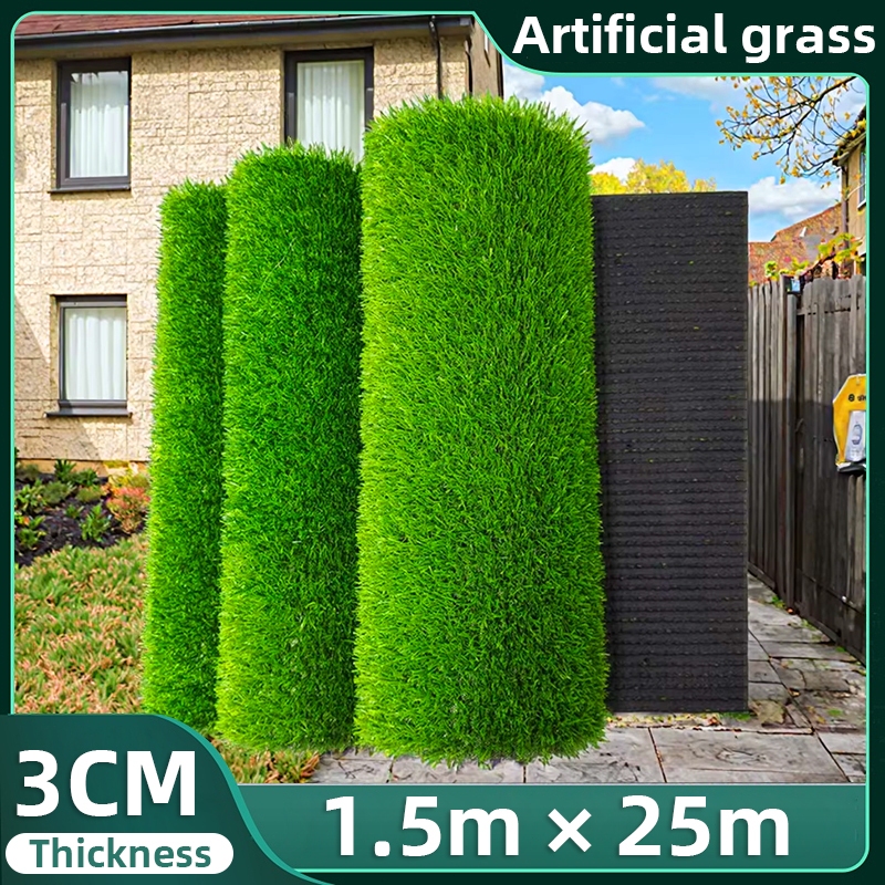 หญ้าเทียมขายเป็นม้วน - ขนาด 3 ซม. 1.5m x ยาว 5-25m หญ้าเทียมปูพื้น หญ้าเทียมยกม้วน