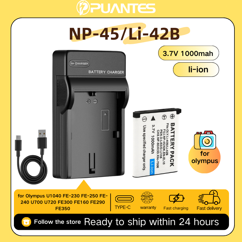 ภาพใหญ่: NP-45 LI-42B LI-40B EN-EL10 Universal Battery & Charger สำหรับ Olympus U700 U710 FE230 FE160 FE190 FE220 5020