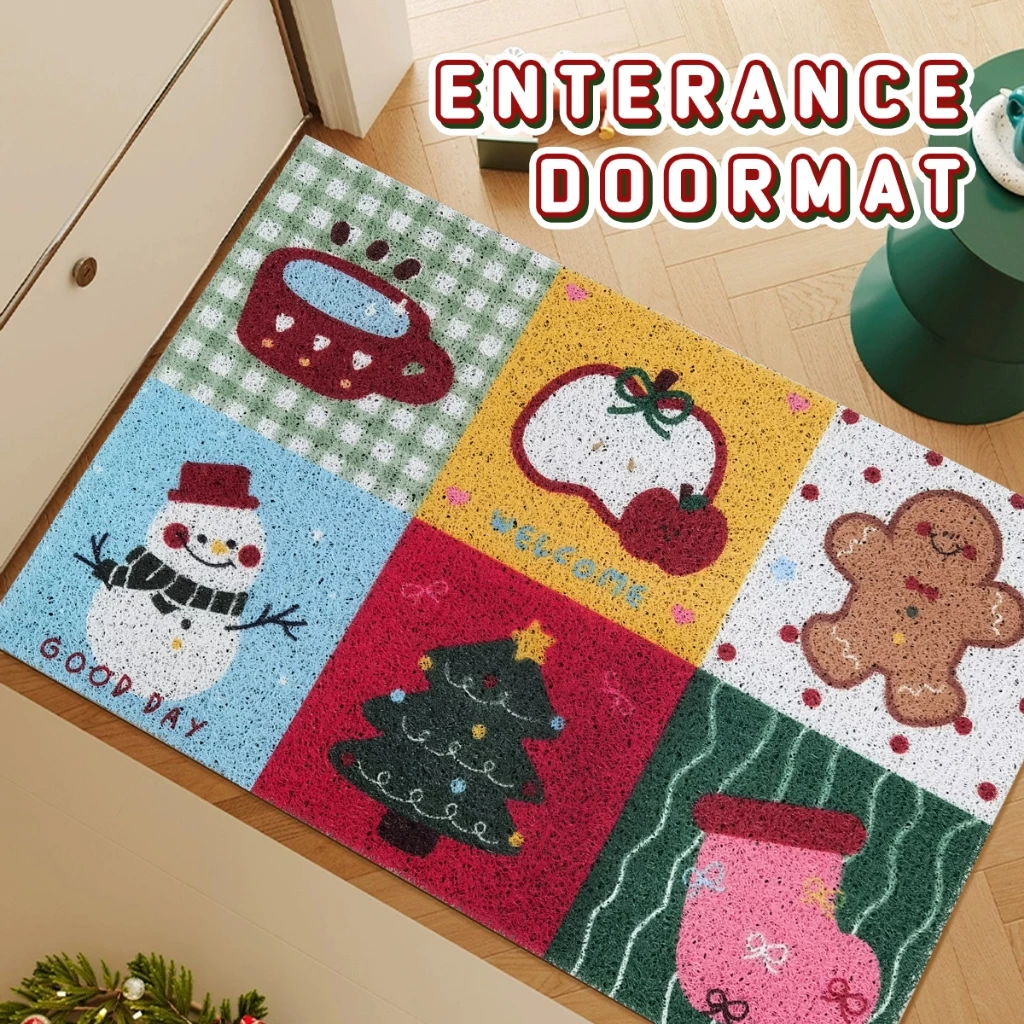 🏷️[Home] 🎅 พรมคริสมาส พรมยางpvc 40x60 พรมดักทรายแมว พรมเช็ดเท้า พรมดักฝุ่นหน้าประตู 🌲พรมตกแต่งวันคริสมาส