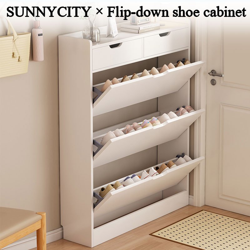 ชั้นวางรองเท้า ตู้รองเท้า 70/80/90ซม.ไม้ เปิดฝา เก็บของอเนกประสงค์ ฝุ่น กันน้ำ ประกอบง่าย shoe rack
