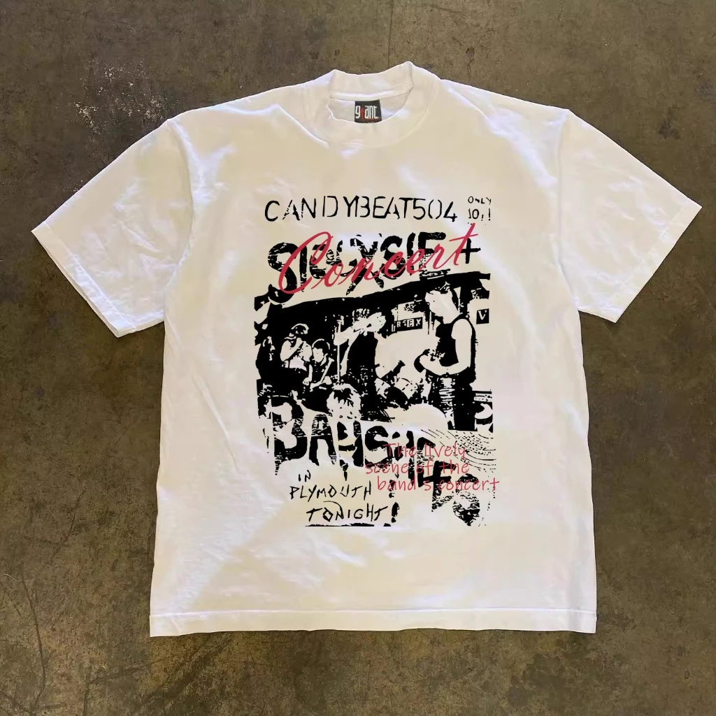 American Retro Style Oversized Trendy Band T-shirt | White Women's T-shirt | Metallica T-shirt for M