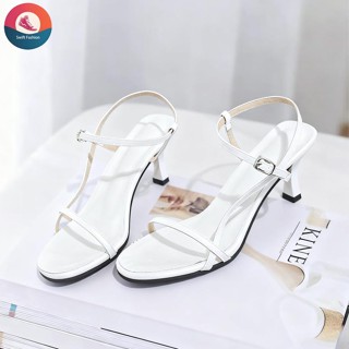 SWIFT รองเท้าแตะสีขาวเปิดนิ้วเท้าผู้หญิง, เรียบง่ายแบบฝรั่งเ…