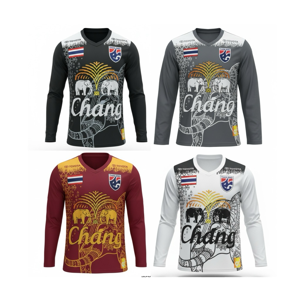 เสื้อกีฬาแขนยาว เสื้อกีฬาคอกลม พิมพ์ลายช้าง เนื้อผ้าไมโครสปอร์ต ระบายอากาศได้ดีใส่ได้ทั้งชายและหญิง มี5สี 5ไซส์ให้เลือก