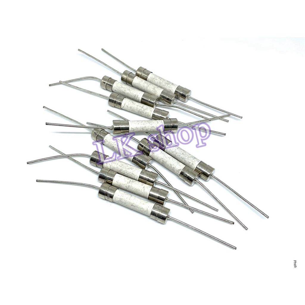 Fuse T25A250V 25A 250V ฟิวส์ เซรามิก แบบมีหาง 6x30mm แพ็ค5ชิ้น