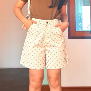 กางเกงขาสั้นรุ่นคามิเลีย ผ้าลูกฟูก ลายจุด polkadot ใส่สบายผ้าไม่บาง