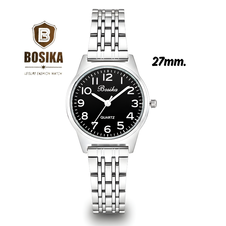Bosika นาฬิกาข้อมือแฟชั่น แบรนด์แท้ ดีไซน์สุดหรู หน้าปัดขนาด27มิลลิเมตร ทางร้านตั้งเวลาและแถมถ่านให้