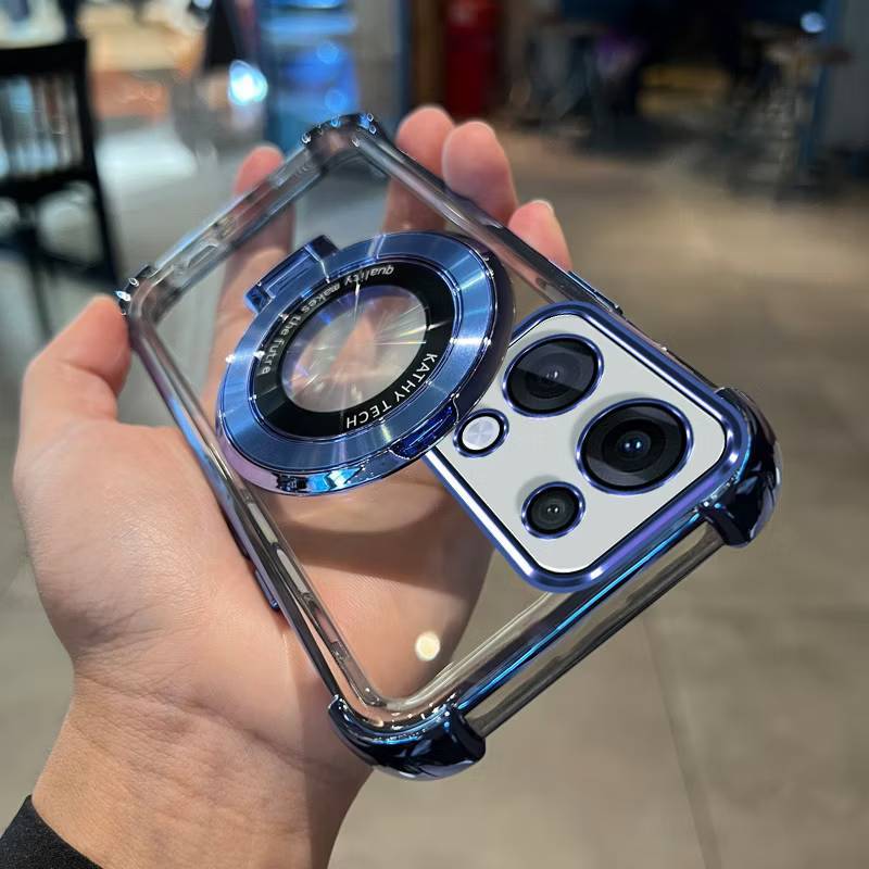 เคสใสขอบสี สำหรับ OPPO Reno15 15F 15Pro 15Promax 14 14F 13 13F Find X9 X9Pro X9Ultra กระกันแทก ตั้งได้ ขอบสี หรูหรา E2