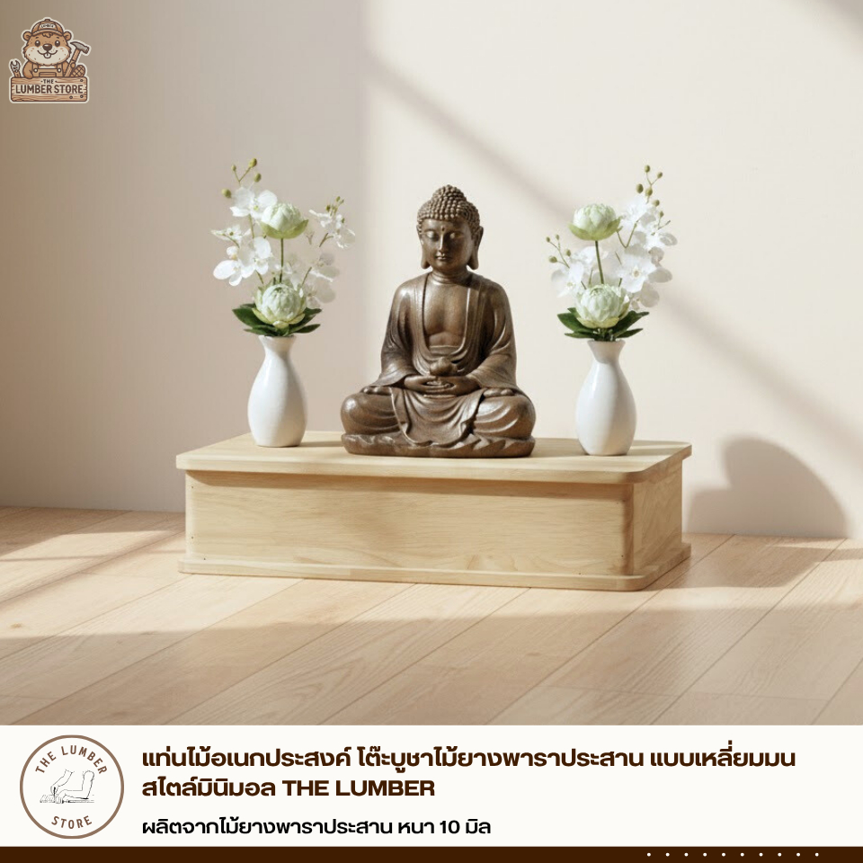 แท่นไม้อเนกประสงค์ โต๊ะบูชาไม้ยางพาราประสาน แบบเหลี่ยมมน สไตล์มินิมอล THE LUMBER