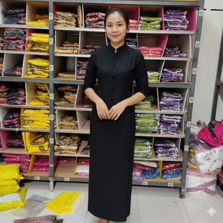 ชุดสีดำล้วน เสื้อสีดำ ผ้าฝ้ายชินมัย สำหรับผู้หญิง ใส่ในงานแบ…