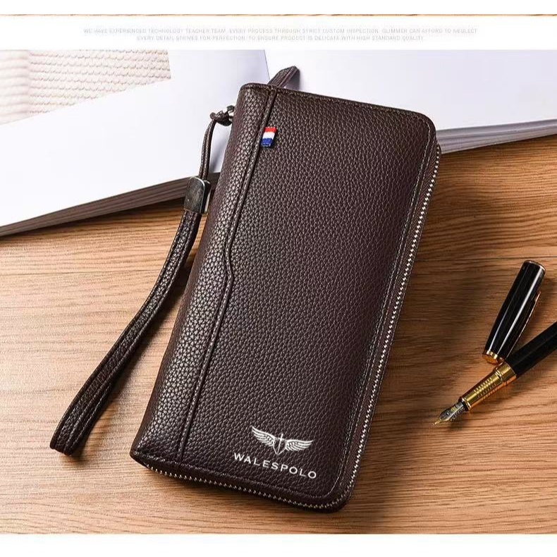 กระเป๋าสตางค์หนังผู้ชายแบบยาว ความจุขนาดใหญ่ ทรงคลัทช์ กระเป๋าหนังผู้ชายคุณภาพสูง