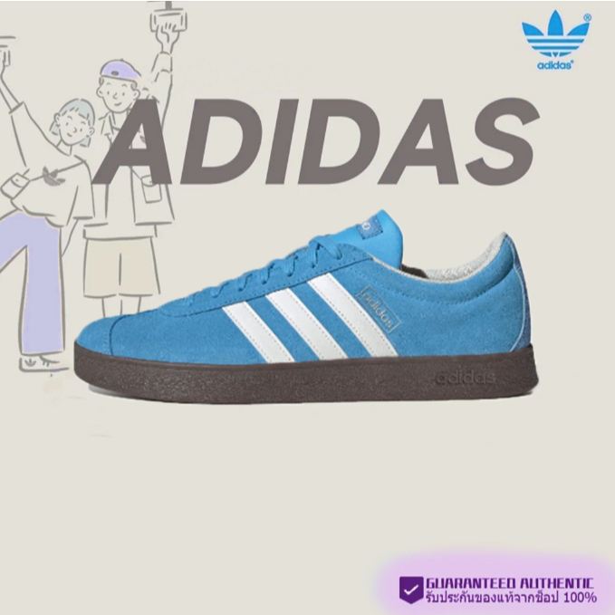 Adidas VL COURT 2.0 Vl Classic Comfortable and Casual Low cut Board Shoes Blue and White   ของแท้ 10
