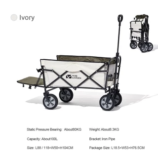 Mobi GARDEN รถเข็นแคมป์ปิ้ง รถเข็น รถเข็นพับได้ ขนาดใหญ่ ความจุ Wagon แบบพกพา ที่จับกระเป๋าเดินทาง ช้อปปิ้ง