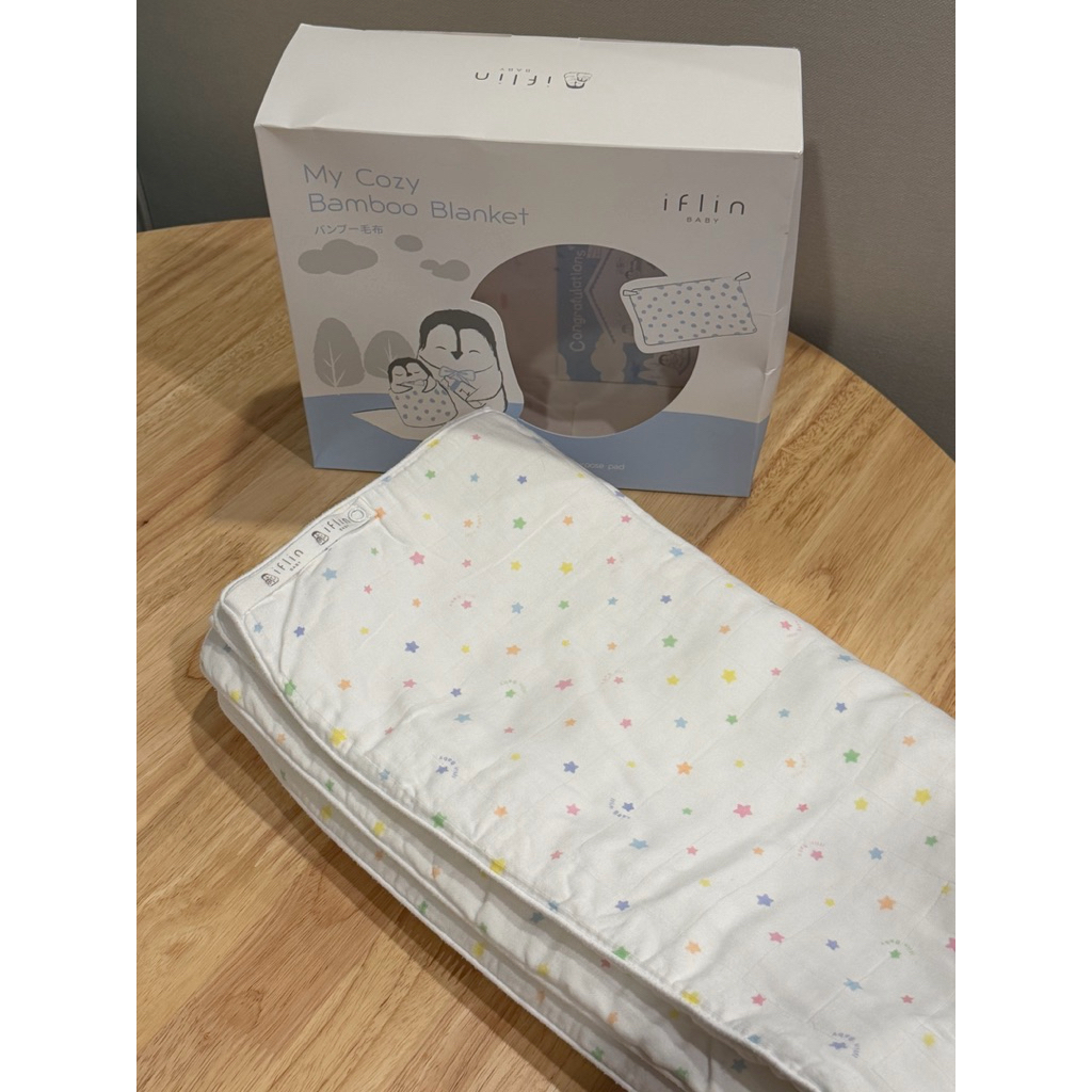 ส่งต่อ Iflin Baby - ผ้าห่ม ไซส์เบบี๋ 0-2 ขวบ (มีสายคล้องรถเข็น ไม่ให้ผ้าหล่นพื้น) - Baby Blanket 0-2