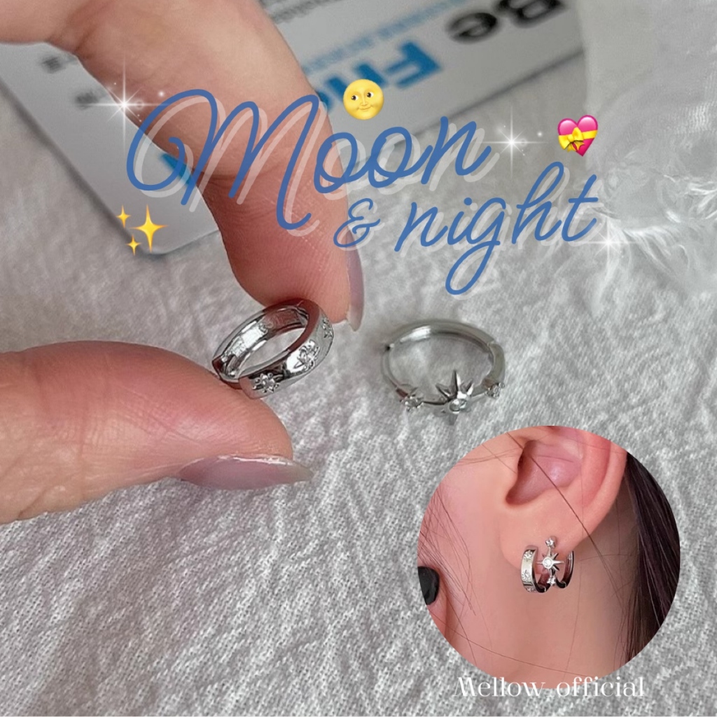 ต่างหูเงิน 925 ดีไซน์พระจันทร์ดวงดาวสวยเก๋ สุดปัง แมชง่าย RA10 Mellow ✨