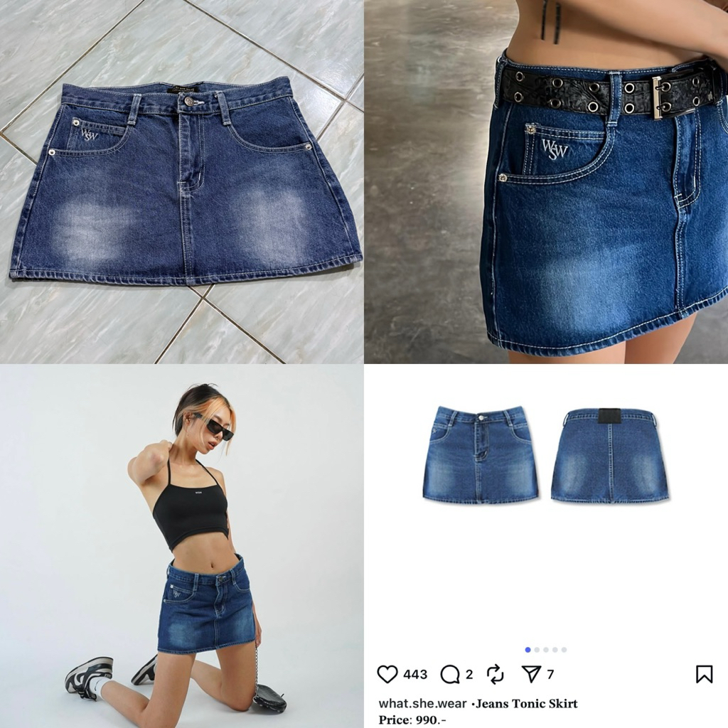 ส่งต่อกระโปรงยีนส์ What she wear size M จาก990฿ งานไอจี