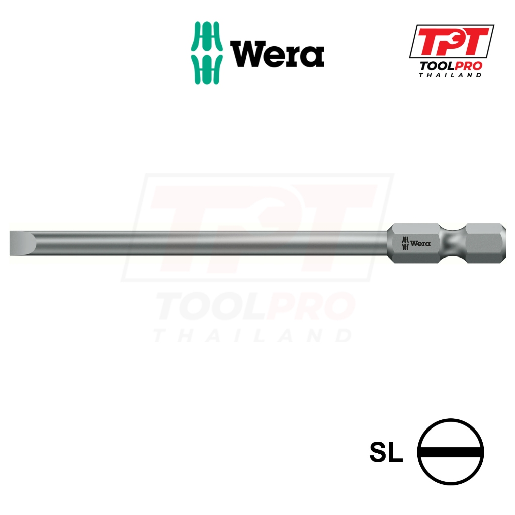 Wera ดอกไขควง 800/4 Z (Tough) Slotted Bit, 152mm