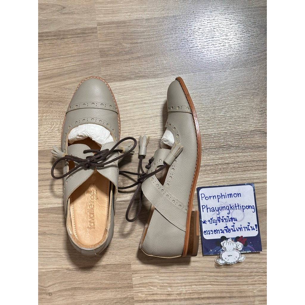(Used ใส่แค่2ครั้ง สภาพใหม่มาก)✨รองเท้าหนังวัวแท้ Favoriteshoes By Picha สีเทา สภาพใหม่มาก