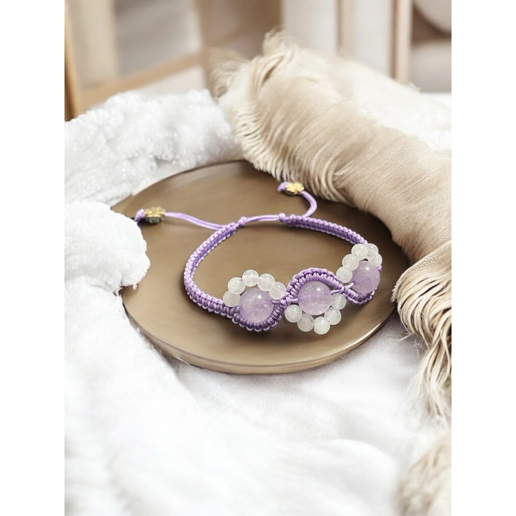 สร้อยถัก Kunzite & moonstone