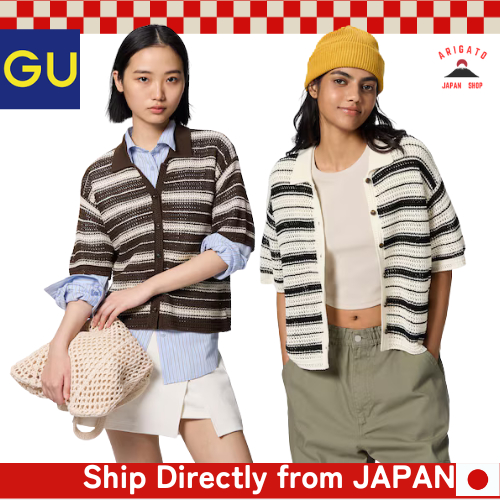 GU Openwork Striped Knit Shirt