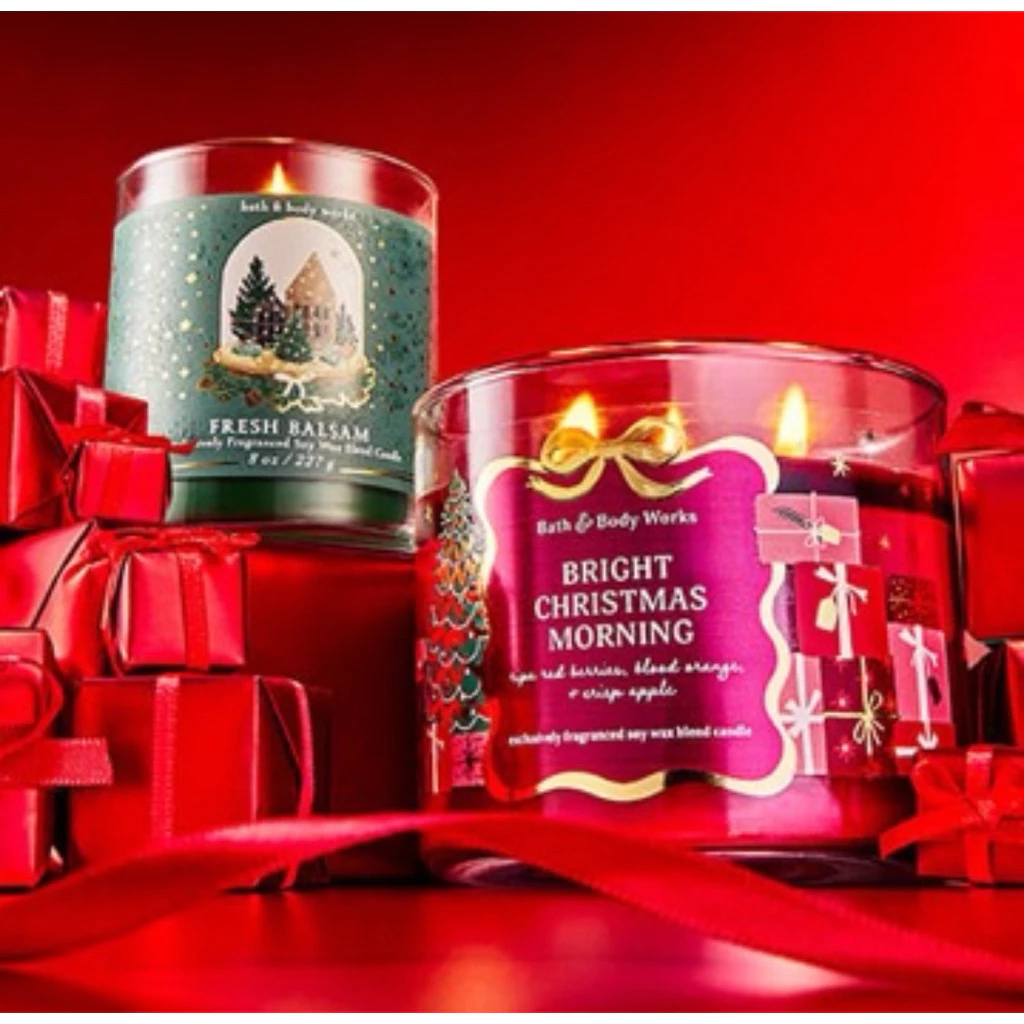 ✨Set1/6✨ เทียนหอม Bath and Body Works 3 Wicks Candle กลิ่น Holiday Christmas Winter ขนาดใหญ่ 411g.