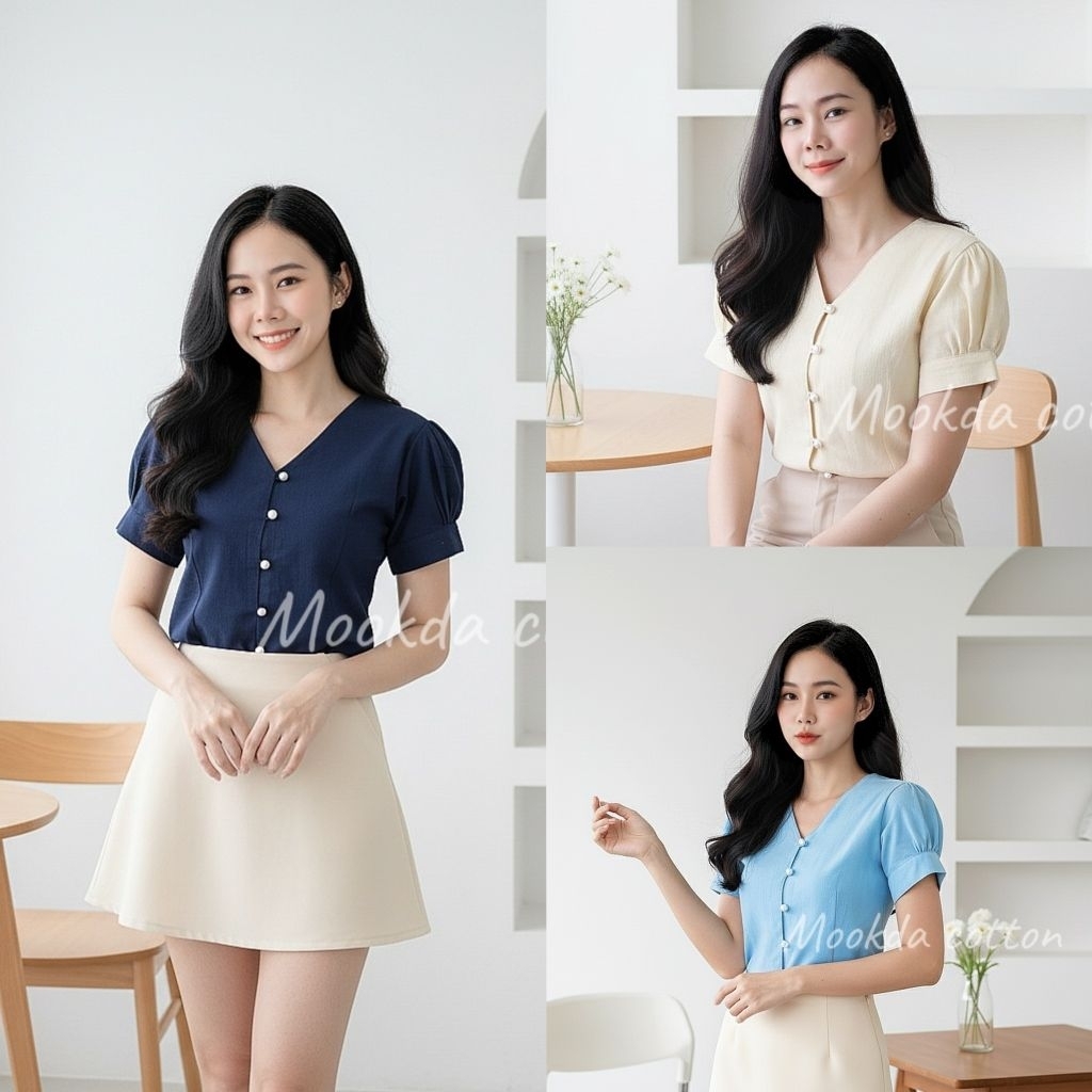 🍟🍟เสื้อผ้าฝ้ายคอวี เเขนตุ๊กตา🍟🍟