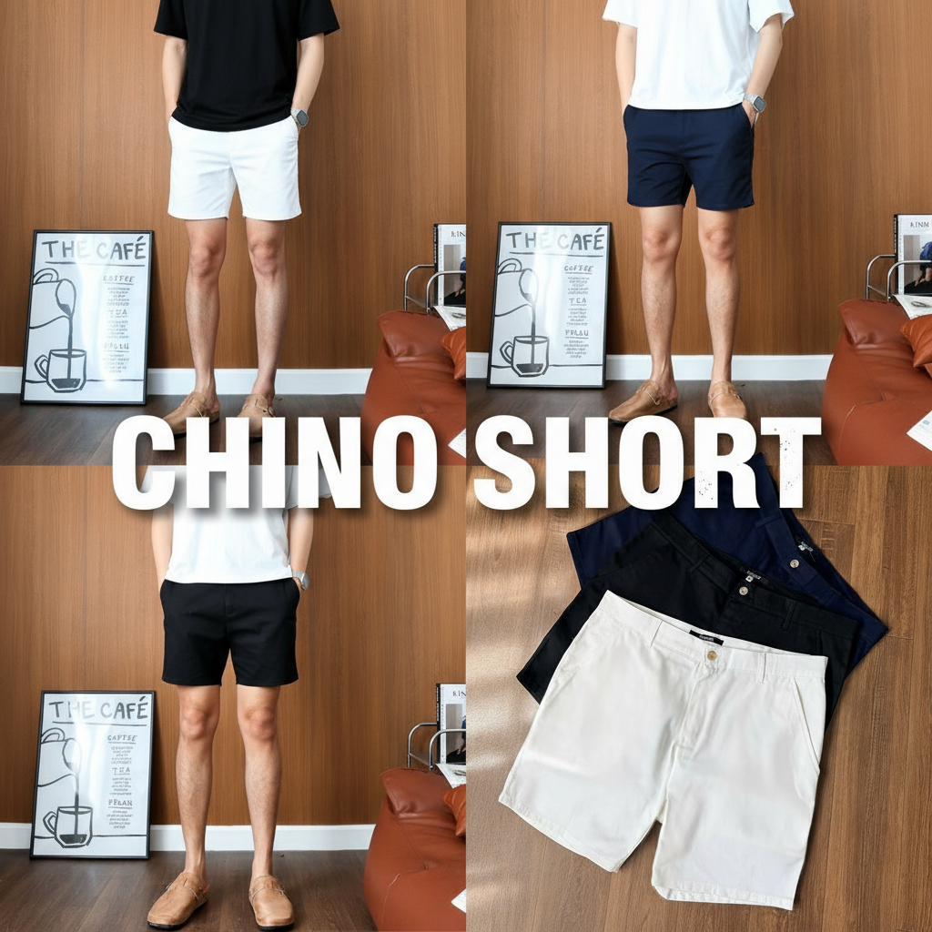 HIMSELF Chino Shorts กางเกงขาสั้นชิโน่ ทรงกระบอกเล็ก ความยาว 16 นิ้ว ใส่สบาย ทรงสวย