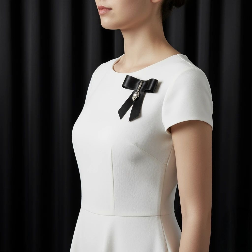 เข็มกลัดโบไว้อาลัย เข็มกลัดไว้ทุกข์ เข็มกลัดโบ เข็มกลัดโบว์ผ้า เข็มกลัดติดหน้าอก เข็มกลัดสุภาพ ริบบิ้นผ้าซาติน ผ้า