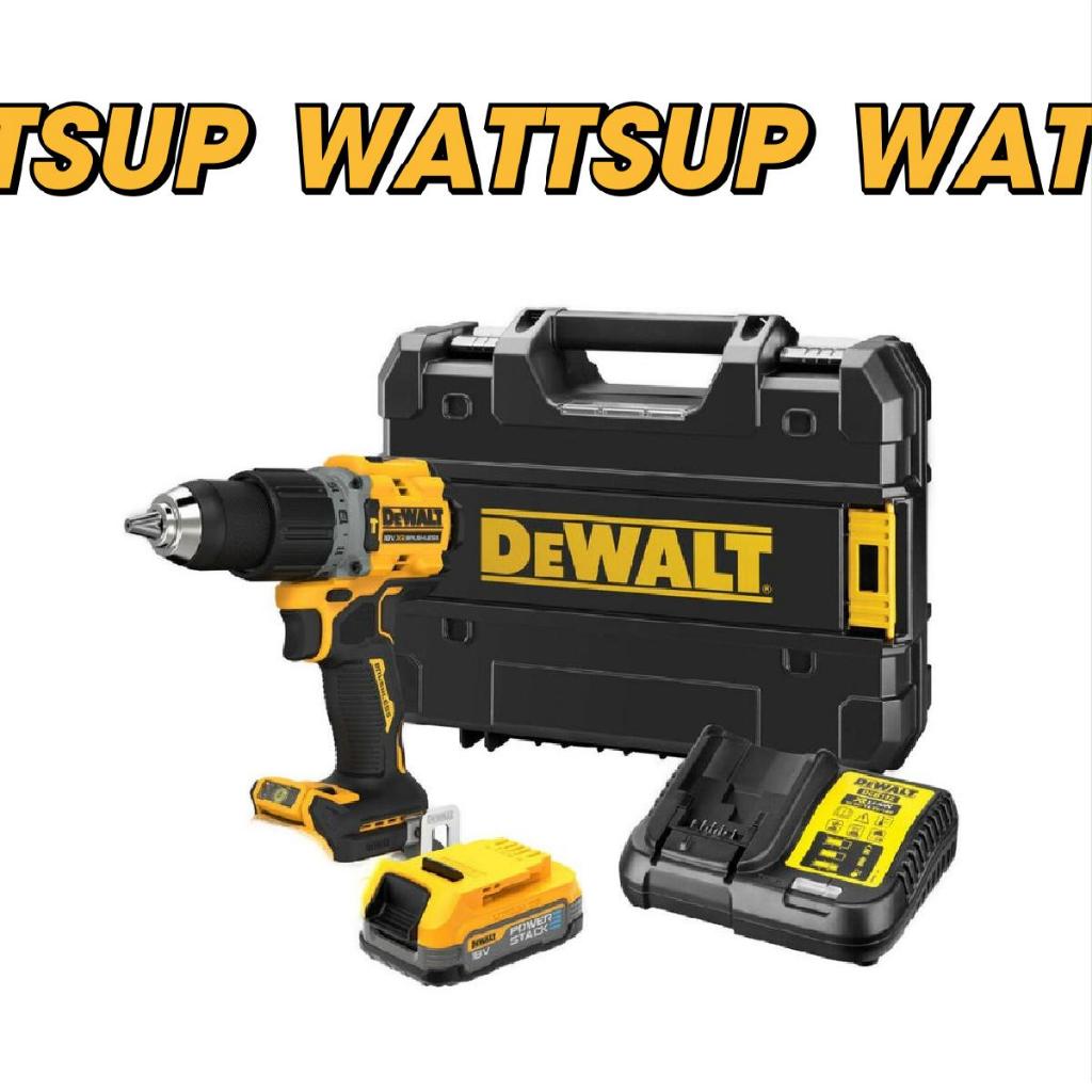 DEWALT สว่านกระแทกไร้สายไร้แปรงถ่าน 20V Max พร้อมแบตเตอรี่ Powerstack 3.5 Ah 1 ก้อน แท่นชาร์จ รุ่น D