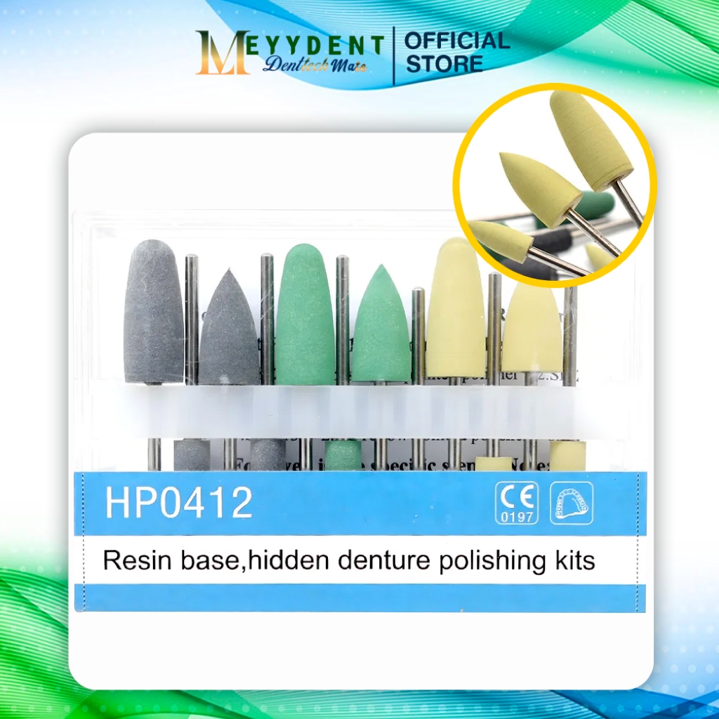 12 Pieces/  Resin base,hidden denture polishing kits HP0412  for Low-Speed Handpiece