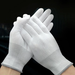 ถุงมือPU แพ็คละ 12 คู่ SizeM/L การเคลือบปลายนิ้วถุงมือ ถุงมือผ้าไนลอนเคลือบPU การเคลือบปลายนิ้วpu ถุงมือช่าง ถุงมือทำสวน