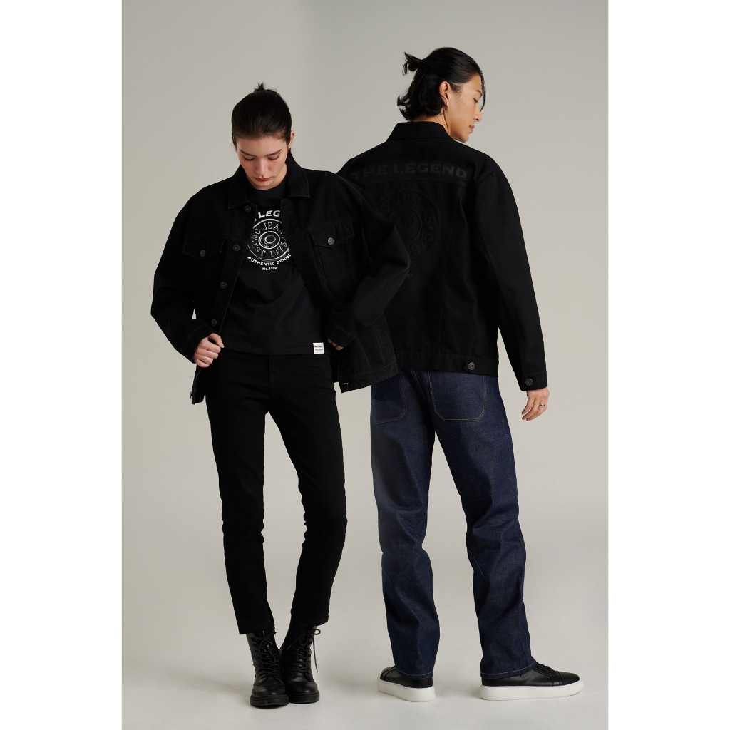 Mc JEANS เสื้อแจ็คเก็ต ทรง รีแลกซ์ ผู้ชาย แขนยาว สีดำฟอกเข้ม (The Legend Collection) MJAZ055
