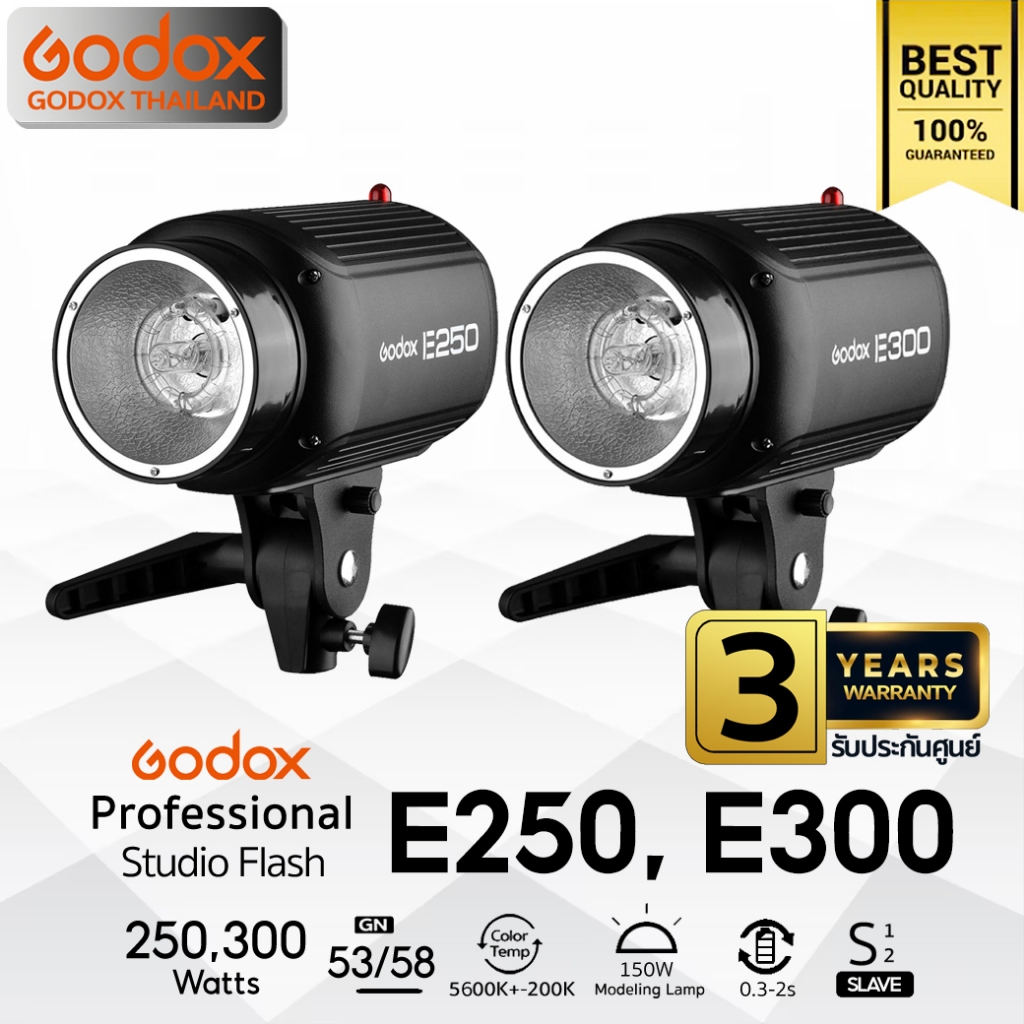Godox Flash E250, E300 - 5600K - แฟลชสตูดิโอ น้ำหนักเบา - รับประกันศูนย์ Godox Thailand 3ปี