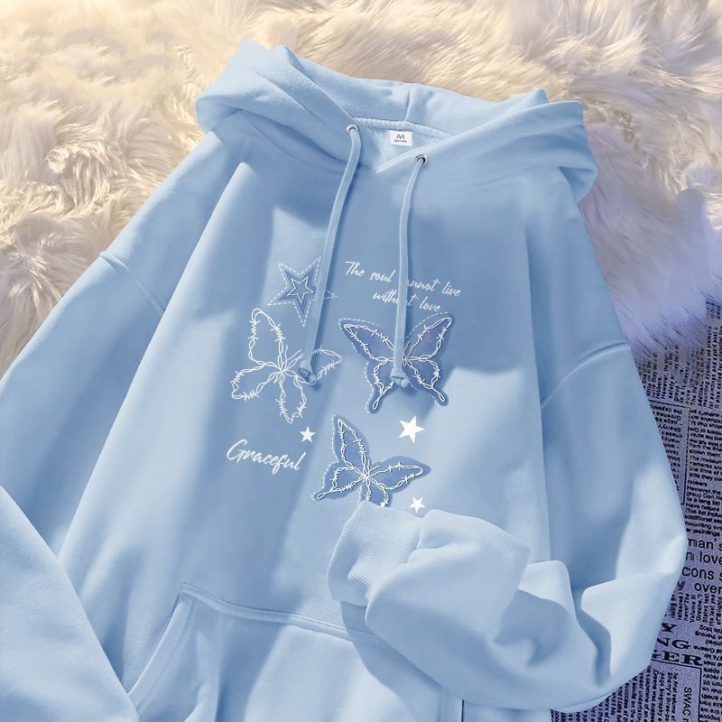 Manjusaka⭐️พร้อมส่ง⭐️เสื้อฮู้ดแขนยาว กันหนาว ทรงหลวม สไตล์เกาหลี ใส่ได้หลายฤดู 6 สี