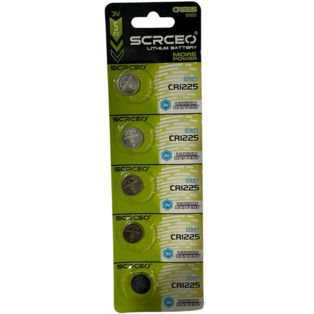 SCRCEOถ่าน CR1225 Lithium 3V 1แผง5ก้อน ของแท้(ออกใบกำกับภาษีได้)