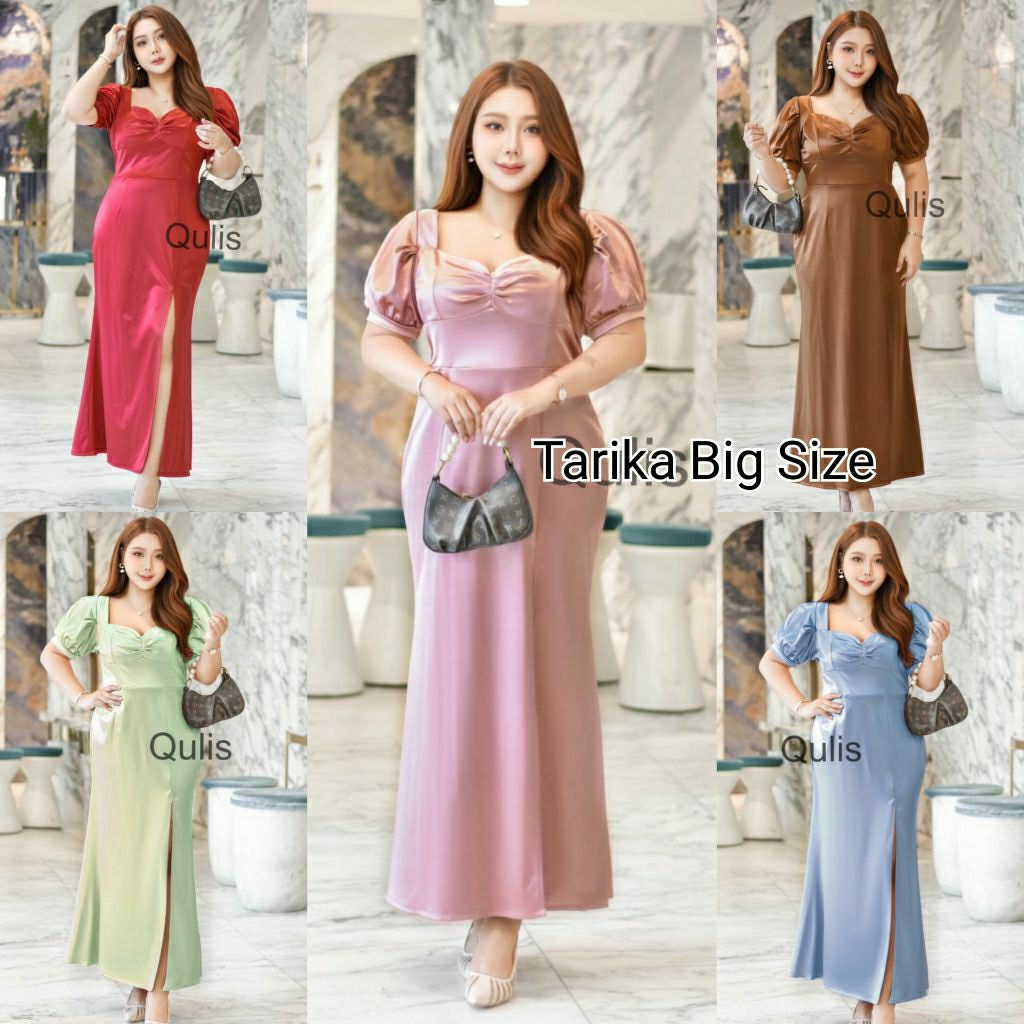 8สี ชุดราตรียาว สาวอวบ แขนตุ๊กตา อก 40-58" ผ้าSatin ชุดออกงาน ชุดเพื่อนเจ้าสาว ไซส์ใหญ่ คนอ้วน BigSize 4XL-8XL Plus size