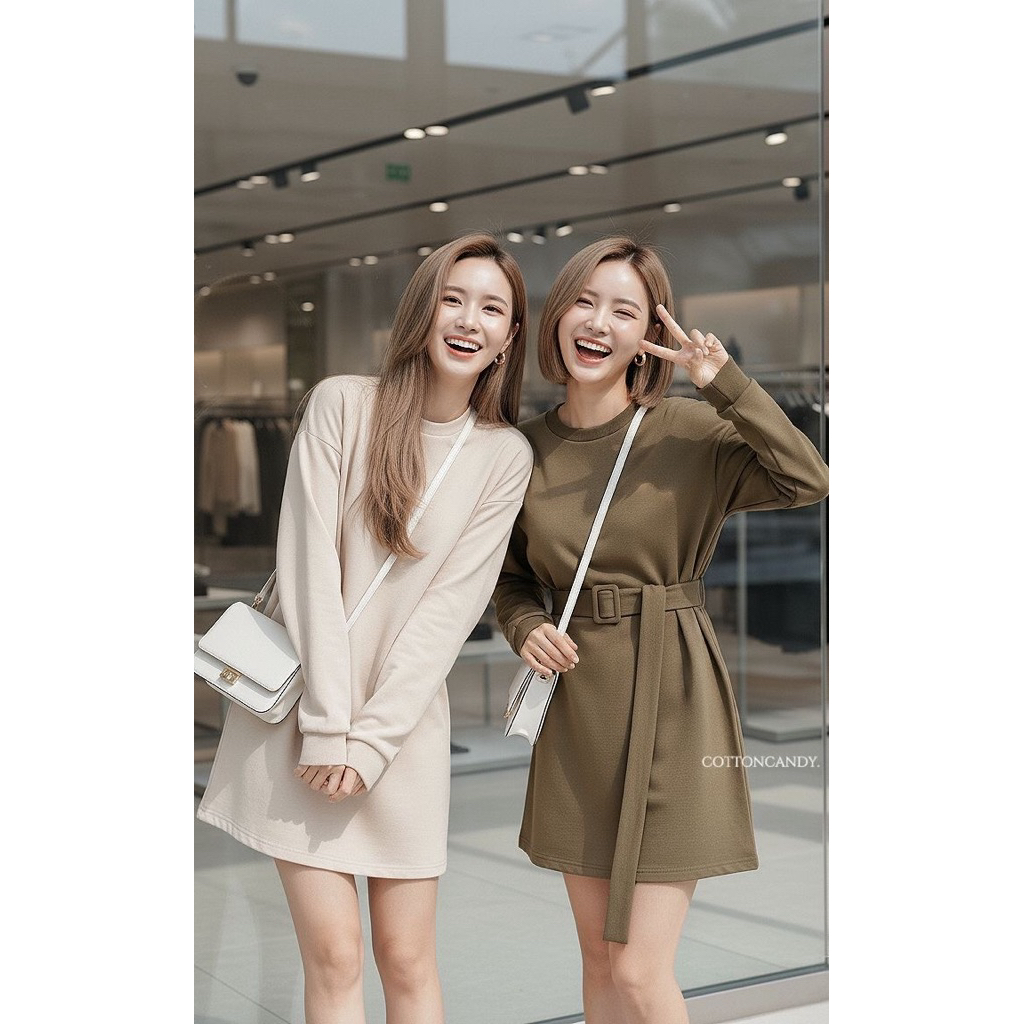 New Ninew korea dress  Tag#cottoncandy  มาแล้วคร่าาาาา มินิเดรสสเวตเตอร์รุ่นนี้ เรียบๆแต่ดูดีมากๆ