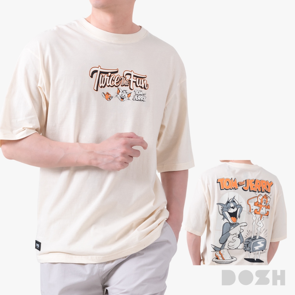 DOSH MEN'S OVERSIZED T-SHIRTS TOM AND JERRY เสื้อยืดโอเวอร์ไซส์ DTJMT5016-CR (M-2XL)