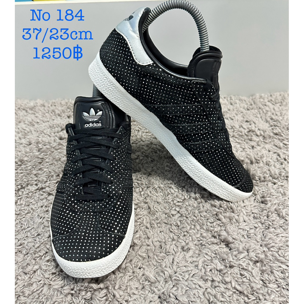 มือสองสภาพใหม่ Adidas Gazelle Black Suede Silver Size 37/23cm