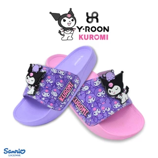 รองเท้าแตะเด็ก Y-Roon X Kuromi แบบสวมมาพร้อมตัวติดด้านหน้า ลิขสิทธิ์แท้ รุ่นใหม่ล่าสุด (Y86)